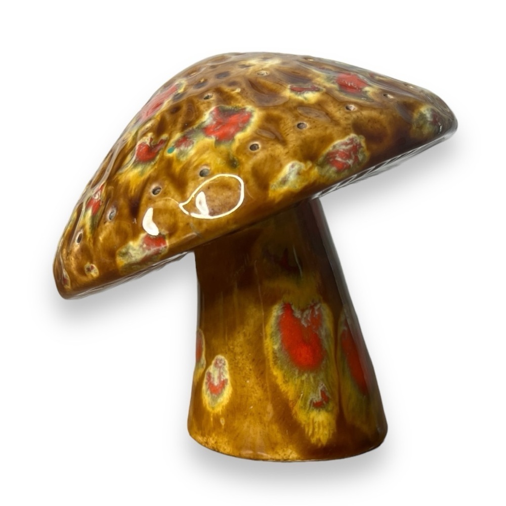 Vintage Mushroom Cocktail Toothpick Party Holder Glazed Ceramic Retro Bar Snacks